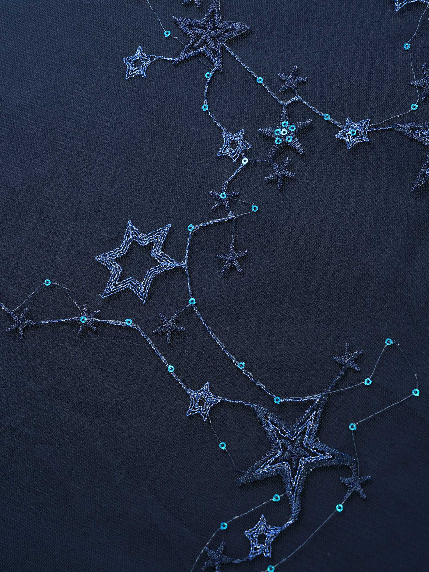 Star Embroidered Mesh Split Hem Dress - Image 6