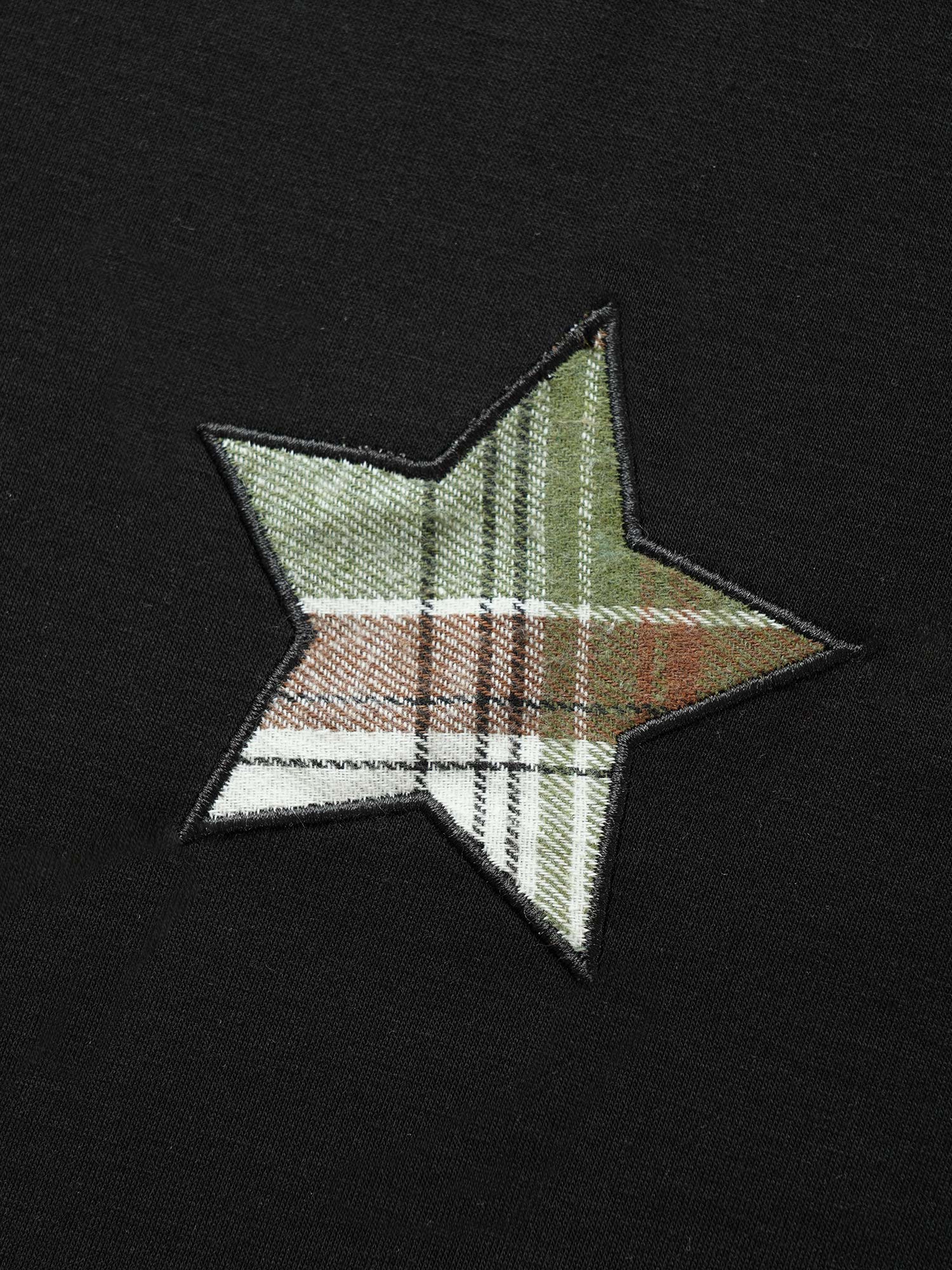 Star Embroidered Patch Round Neck T-shirt - Image 6