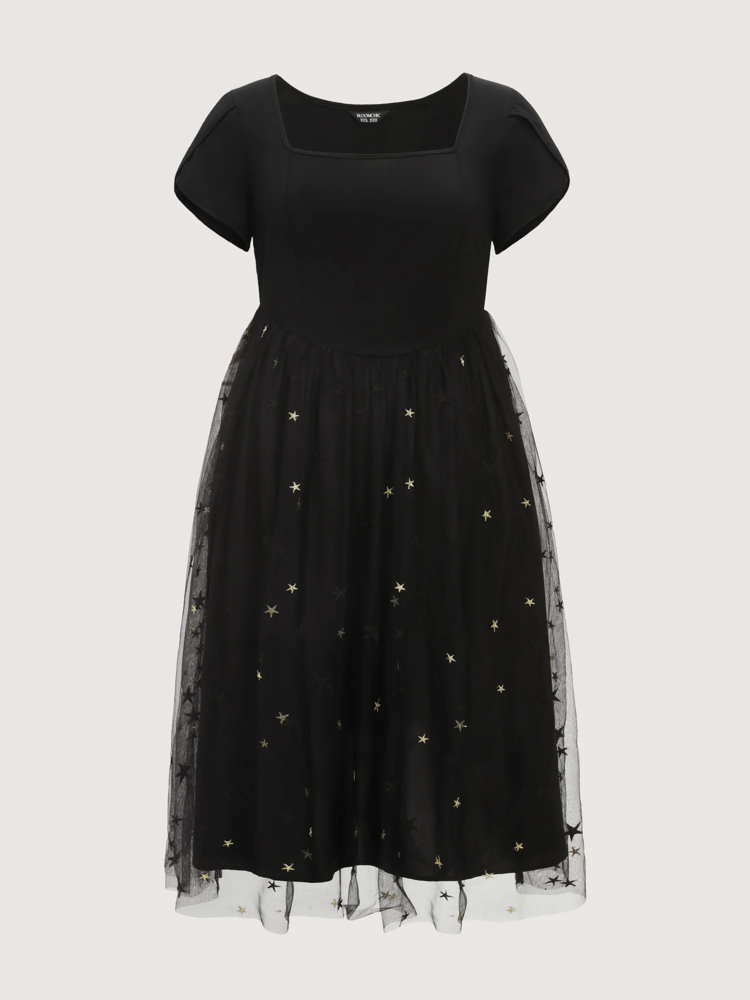 Star Embroidered Square Neckline Midi Dress - Image 7