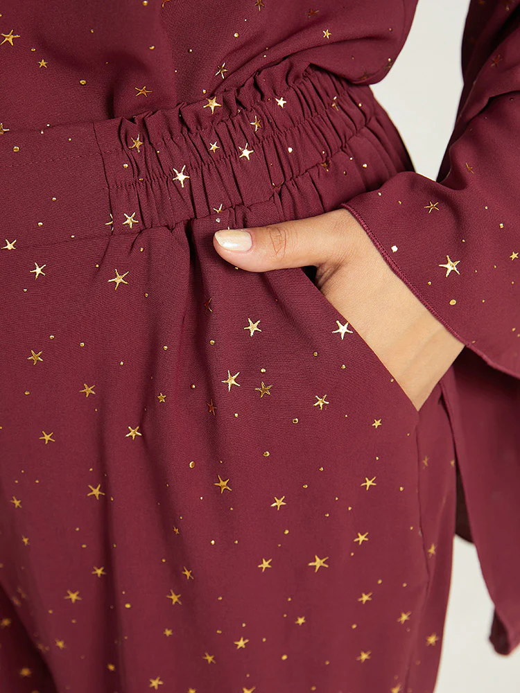 Halloween Star Glitter Flare Leg Elastic Waist Pants - Image 6