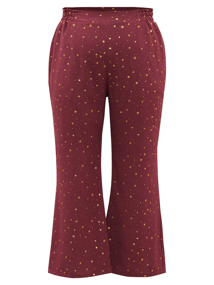 Halloween Star Glitter Flare Leg Elastic Waist Pants - Image 7