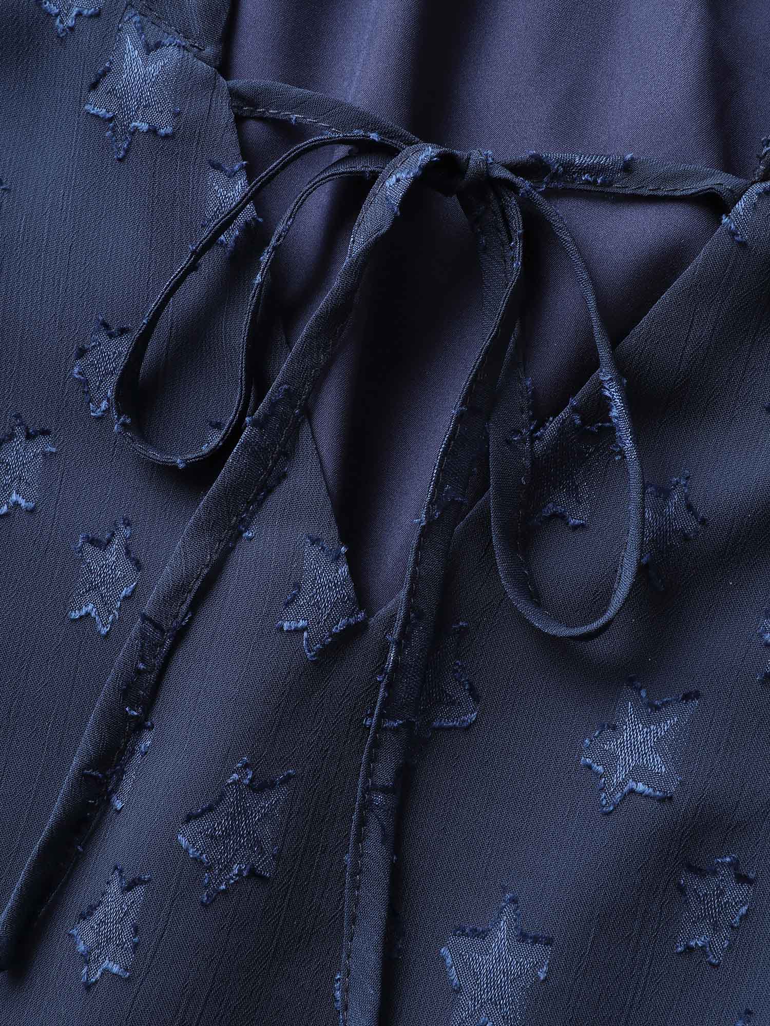 Star Mesh Gathered Ruffle Sleeve Blouse - Image 9