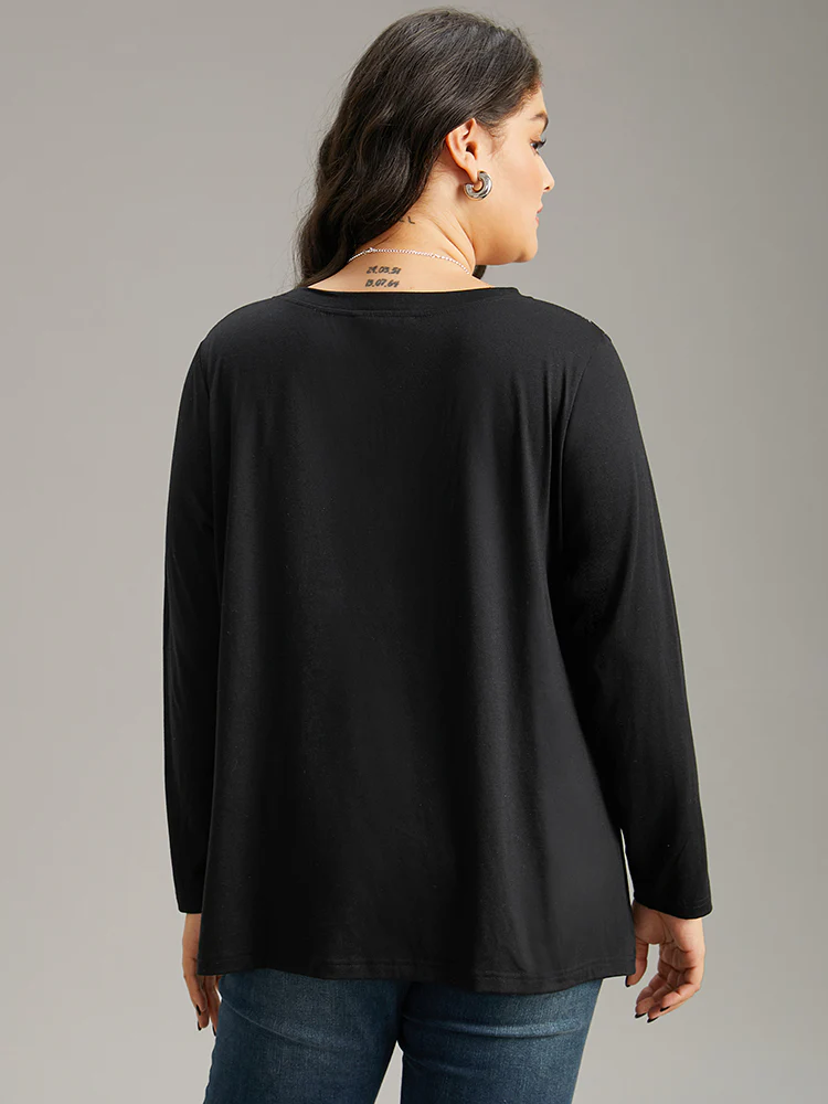 Star Mesh Patchwork Button Detail T-shirt - Image 5