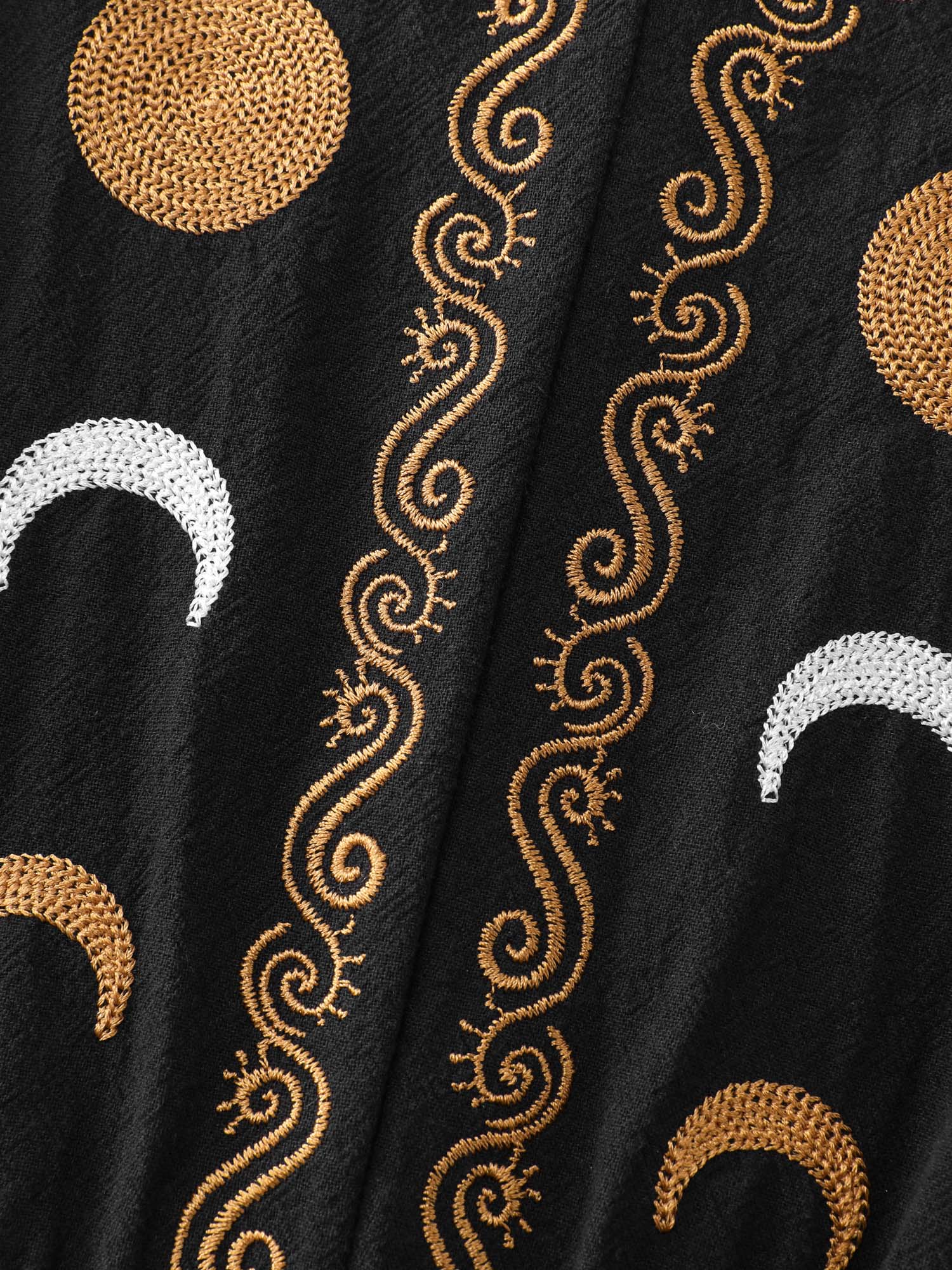 Cotton Star Moon Embroidered Shirred Midi Dress - Image 5