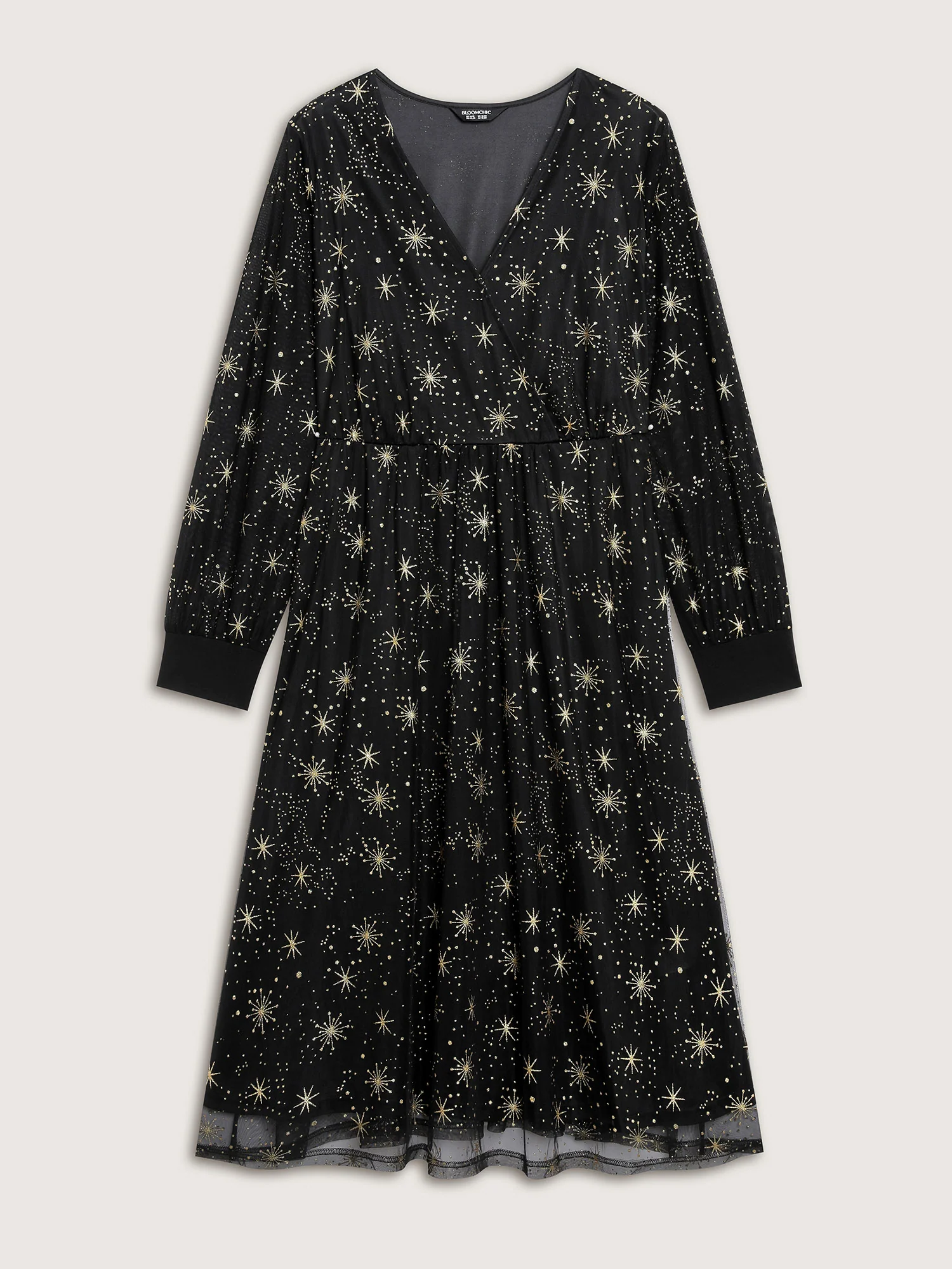 Star Moon Mesh Cinched-Waist Midi Dress - Image 7