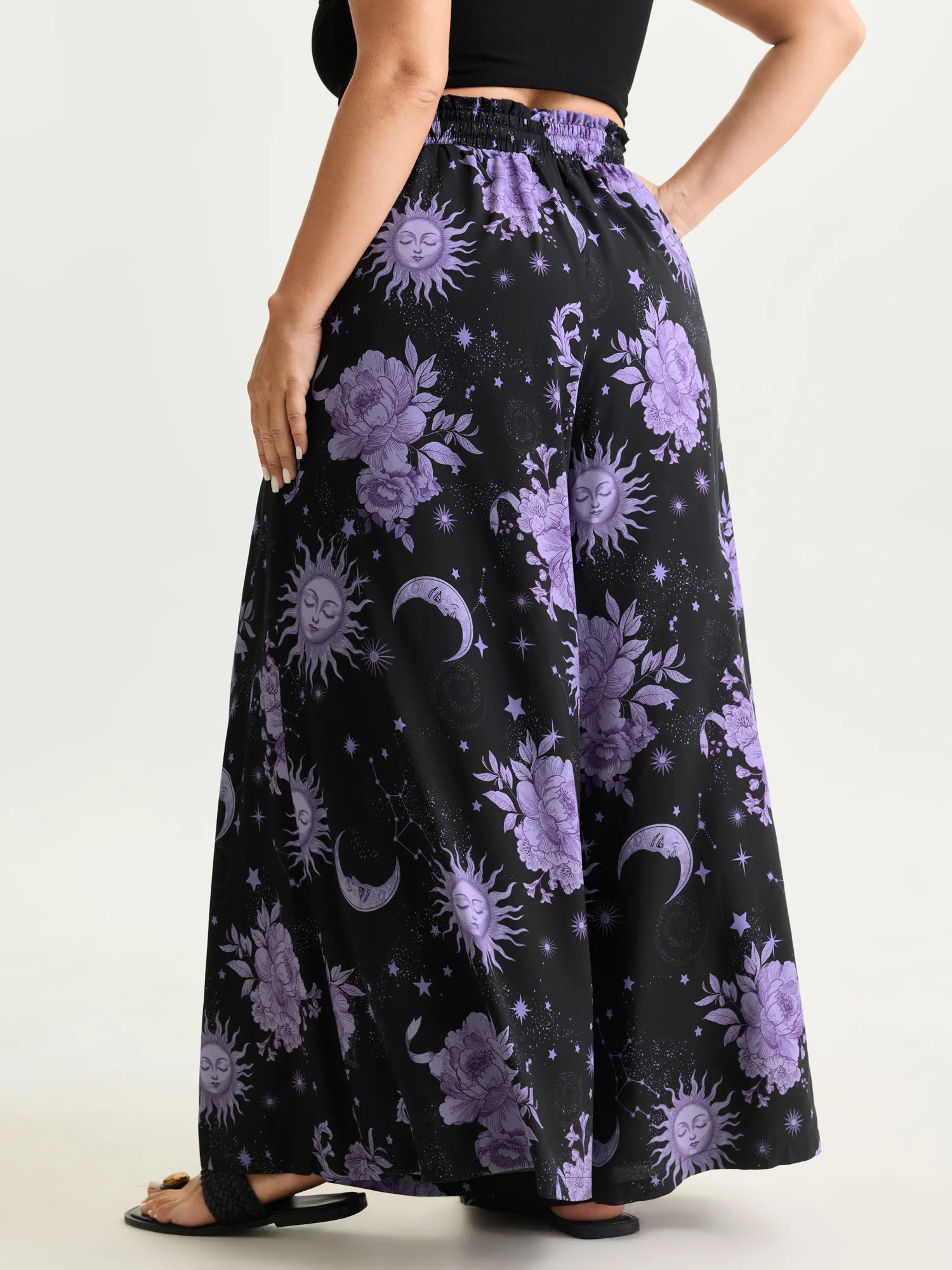 Star Moon Print Wide Waistband Pants - Image 13