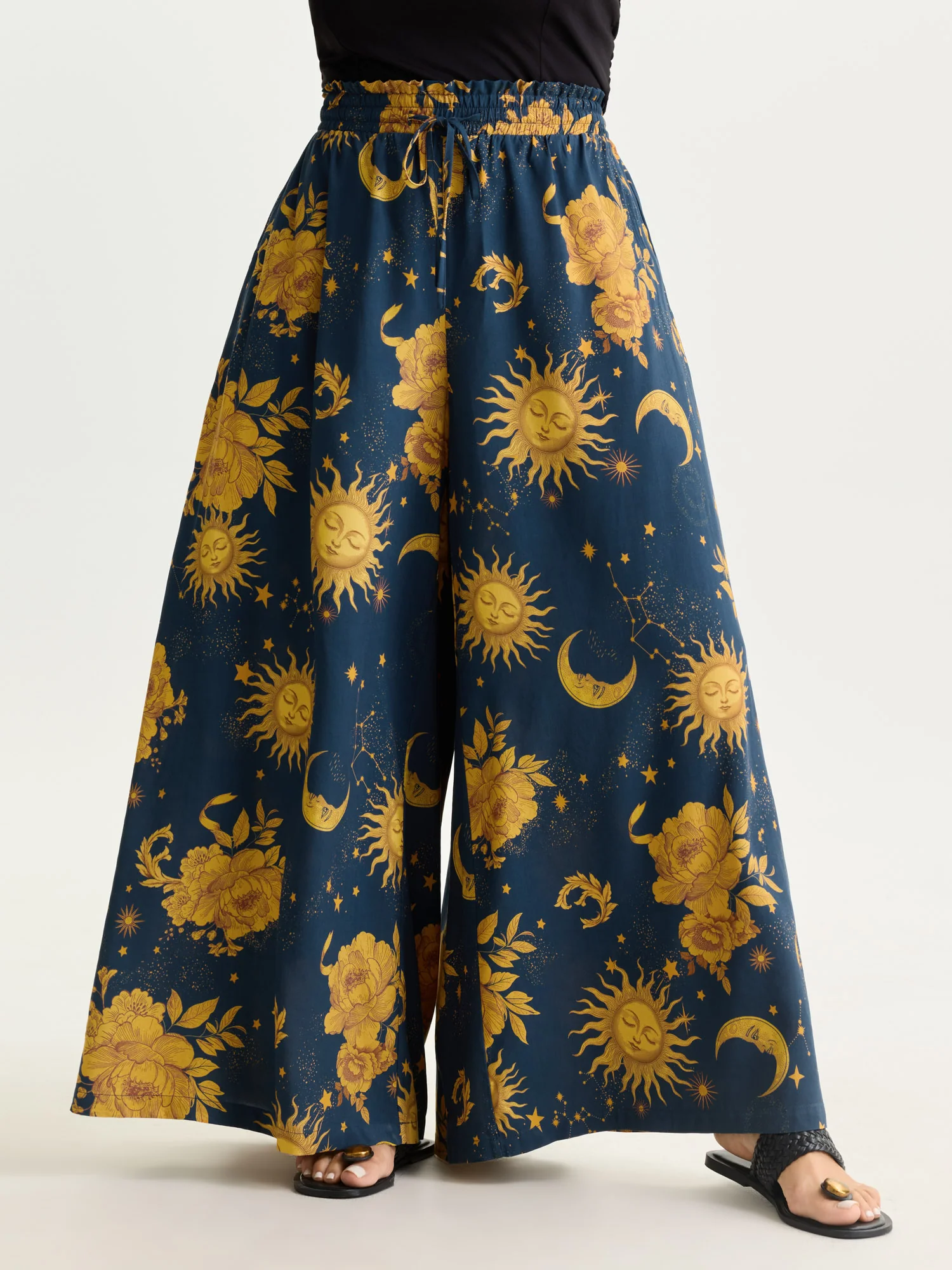 Star Moon Print Wide Waistband Pants - Image 14