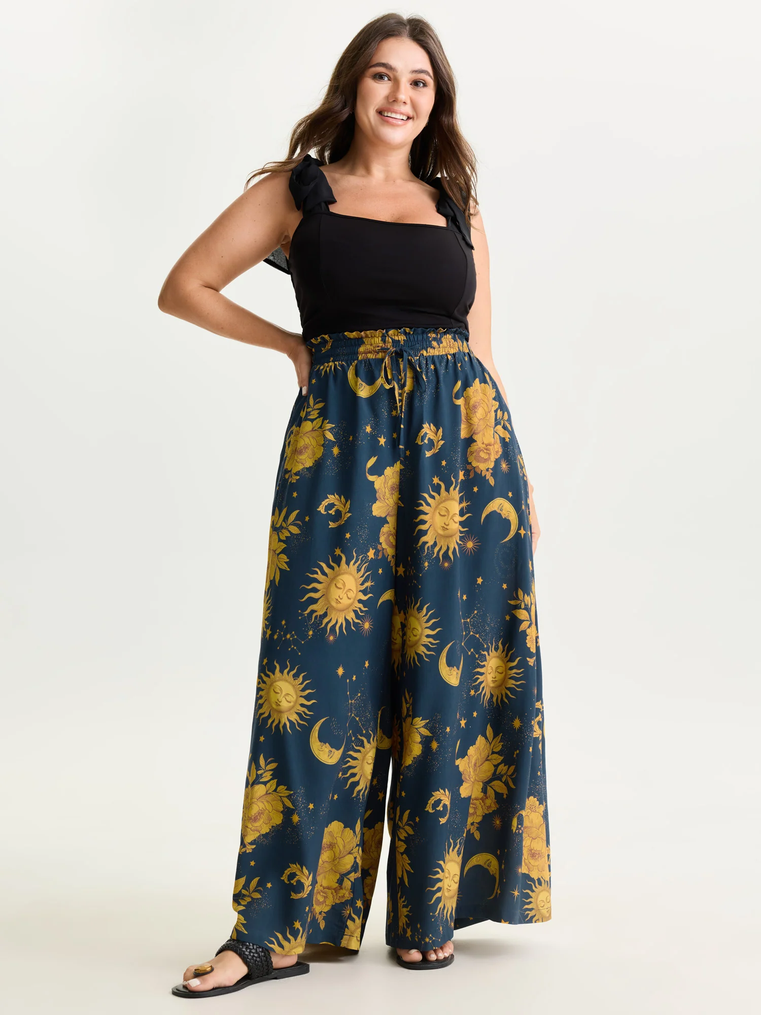 Star Moon Print Wide Waistband Pants - Image 15