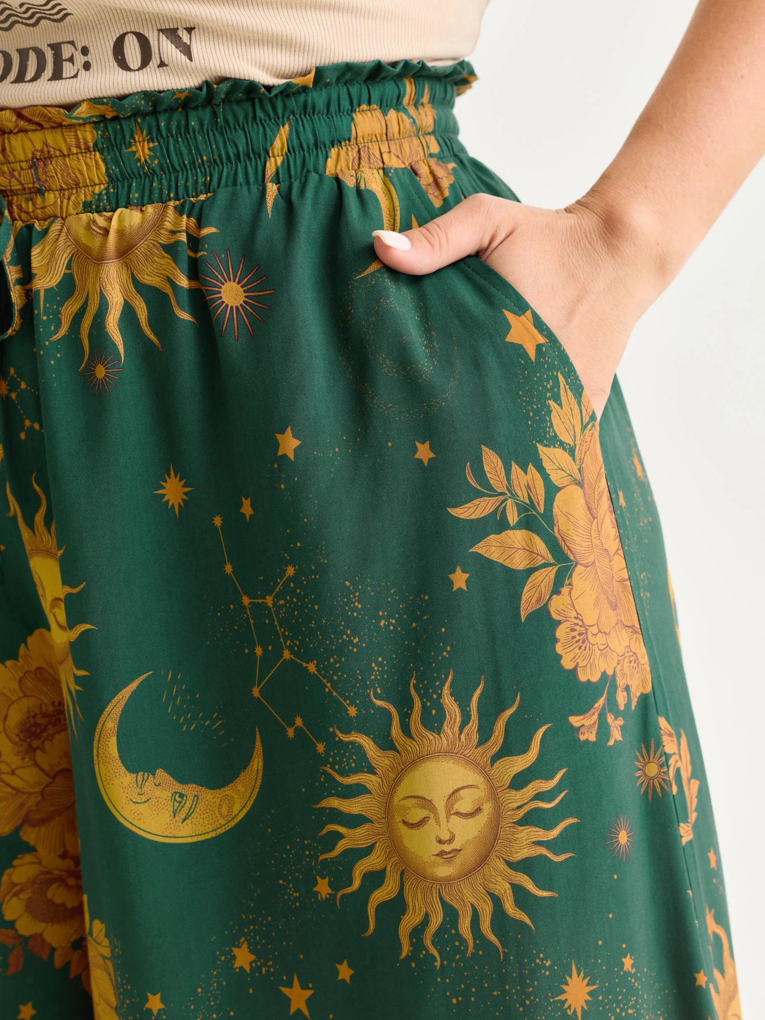 Star Moon Print Wide Waistband Pants - Image 21