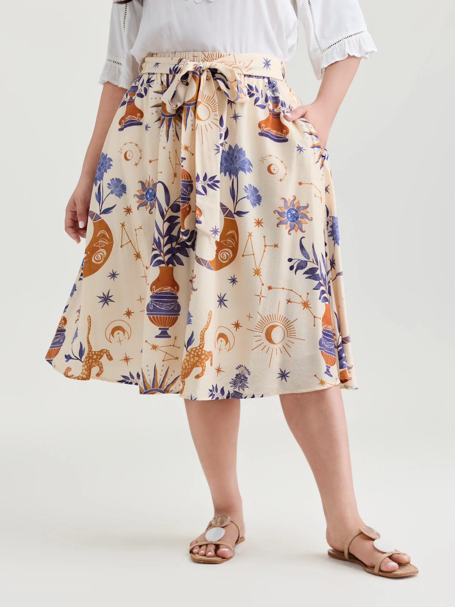 Star Moon Waist-Tie Maxi Skirt - Image 2
