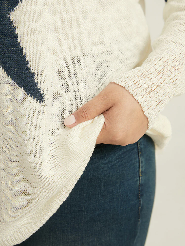 Star & Striped Print Drop Shoulder Pullover - Image 5