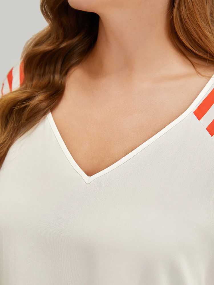 Star & Striped Print Raglan Sleeve Ruffle Trim Blouse - Image 7