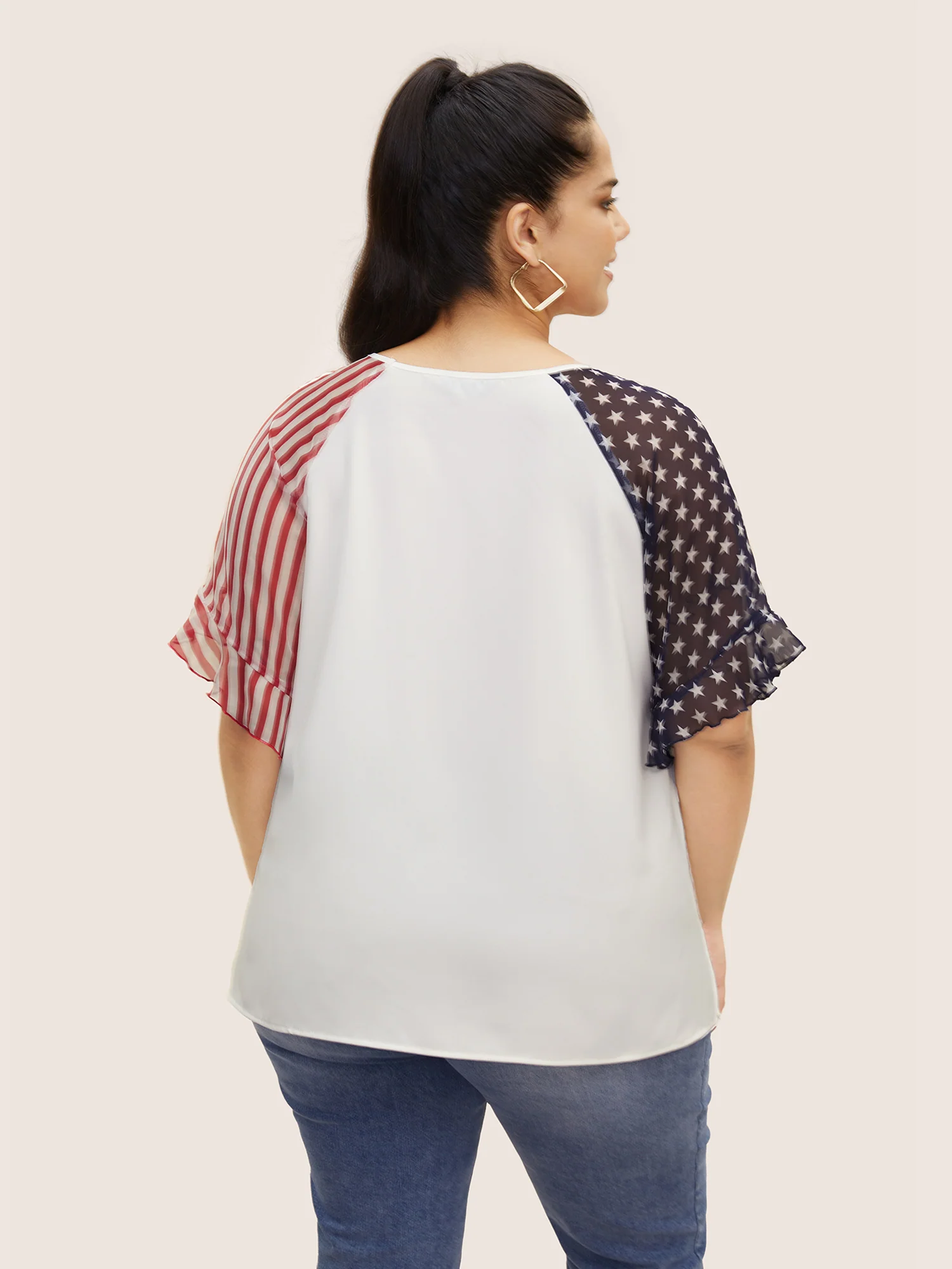 Star & Striped Ruffles Raglan Sleeve Blouse - Image 4