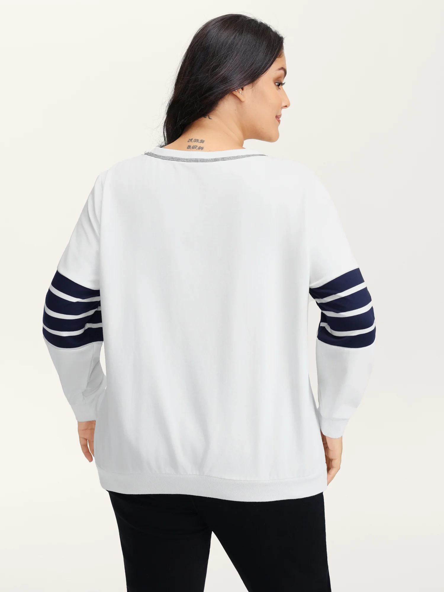 Star-Stripes Applique Stretchy Hem Sweatshirt - Image 4