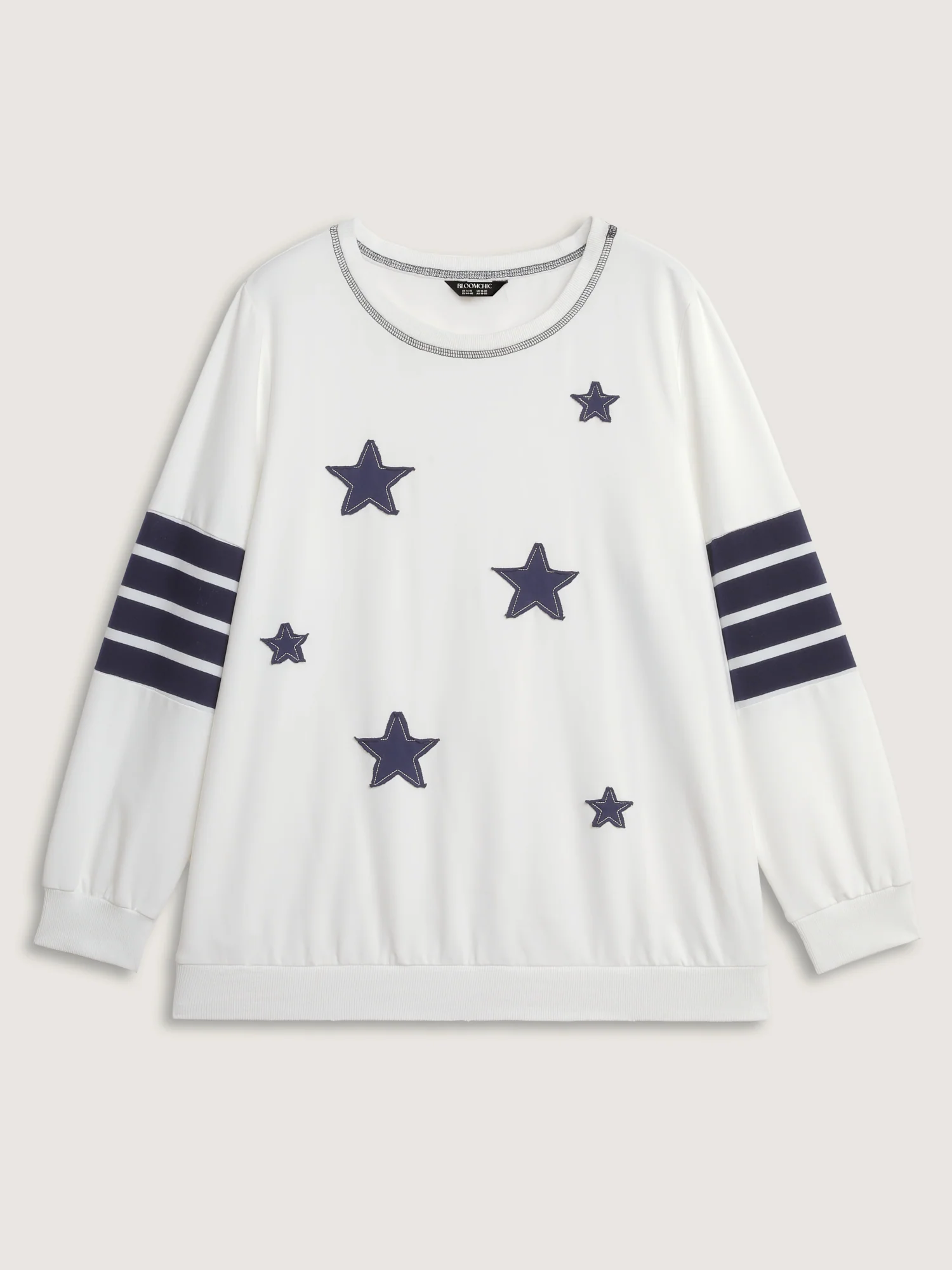 Star-Stripes Applique Stretchy Hem Sweatshirt - Image 7