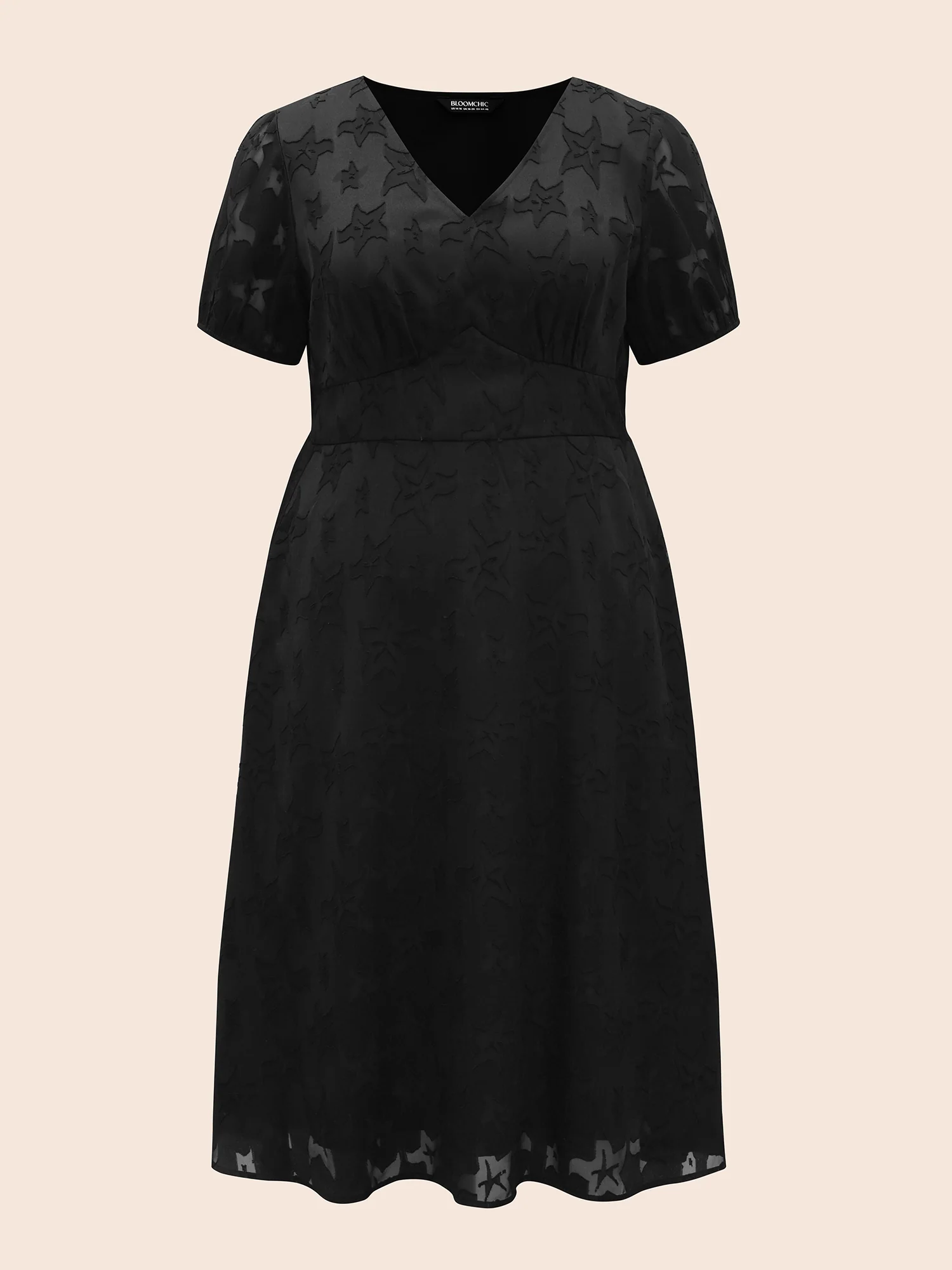 Star Textured Lantern Sleeve Midi Dress - Image 7