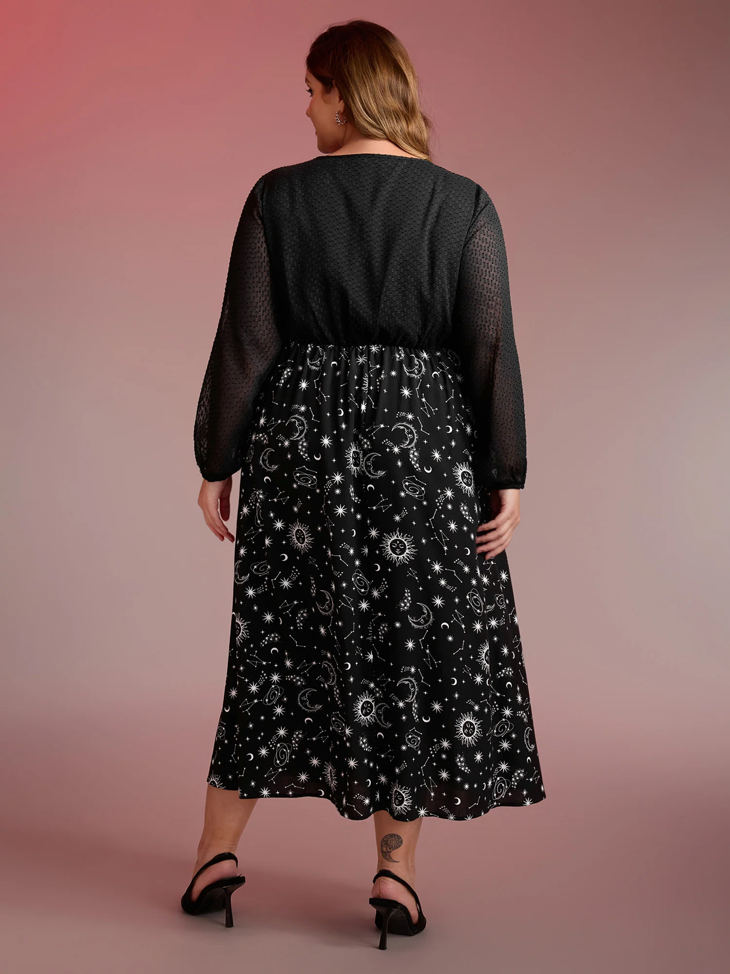 Starry Adventure Contrast Sheer Midi Dress - Image 4