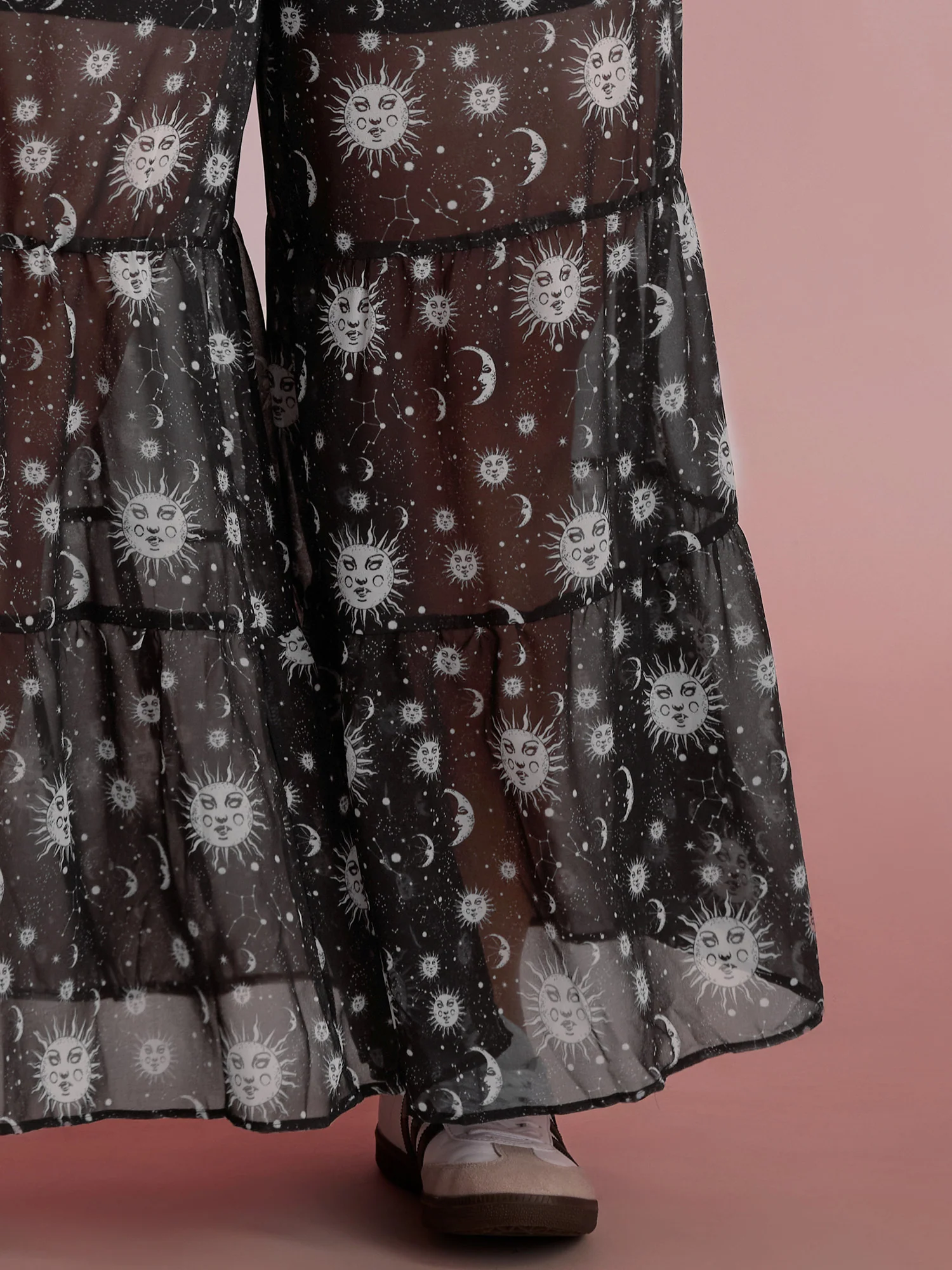 Starry Halloween Night Sheer Wide Waistband Pants - Image 5