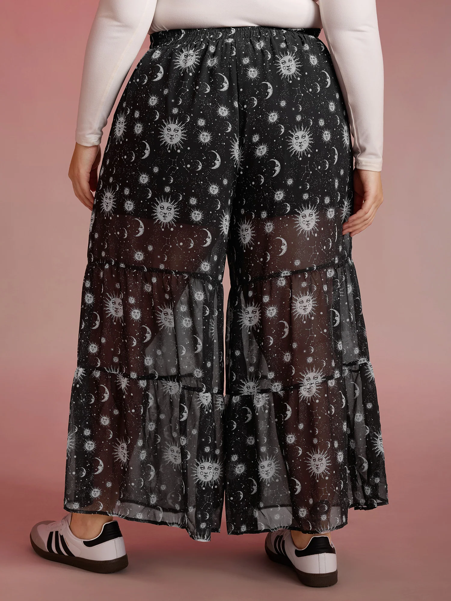 Starry Halloween Night Sheer Wide Waistband Pants - Image 6