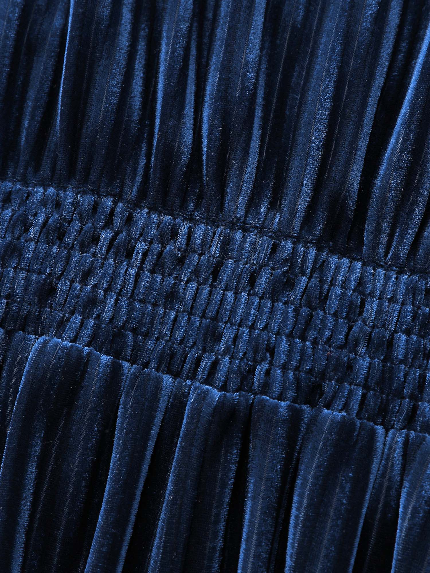 Velvet Celestial Embroidery Shirred Maxi Dress - Image 8