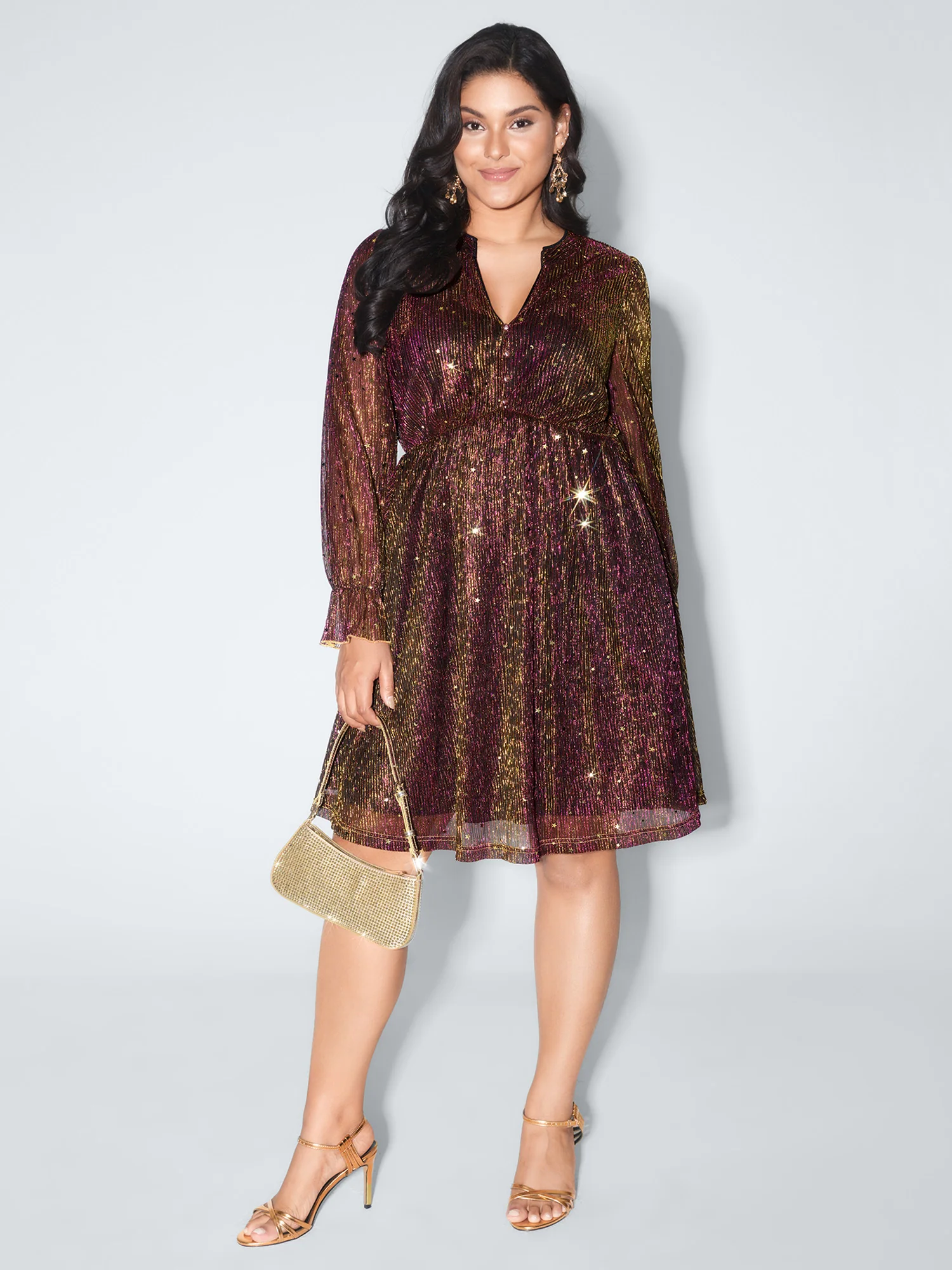 Starry Moon Sequin Button Mini Dress - Image 3