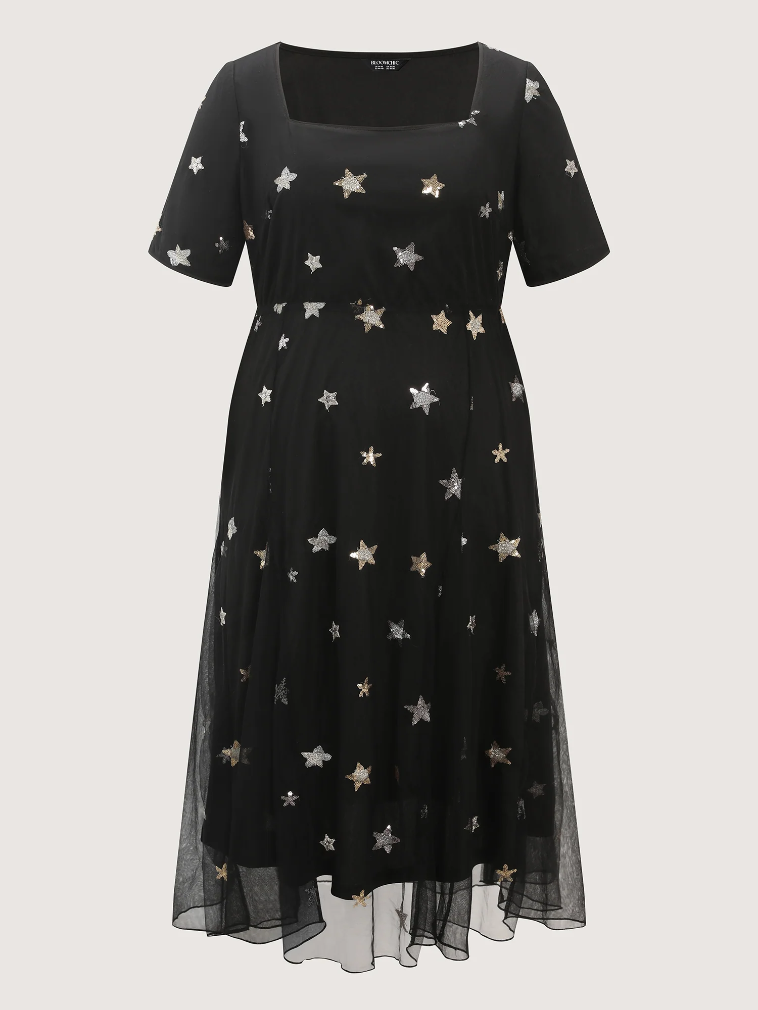 Starry Print Square Neckline Midi Dress - Image 7