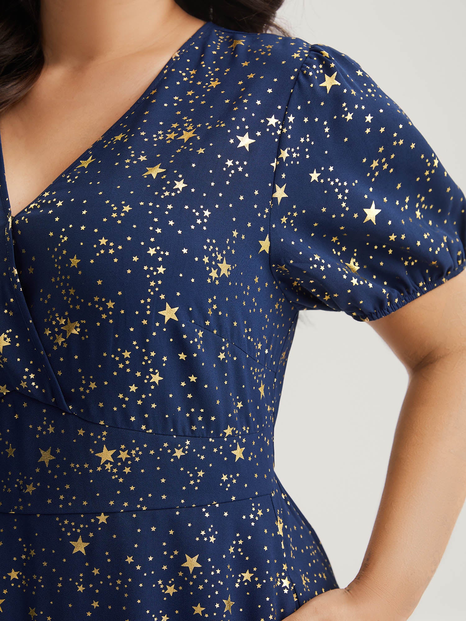 Starry Sequins Ruffled Hem Midi Dress - Image 2