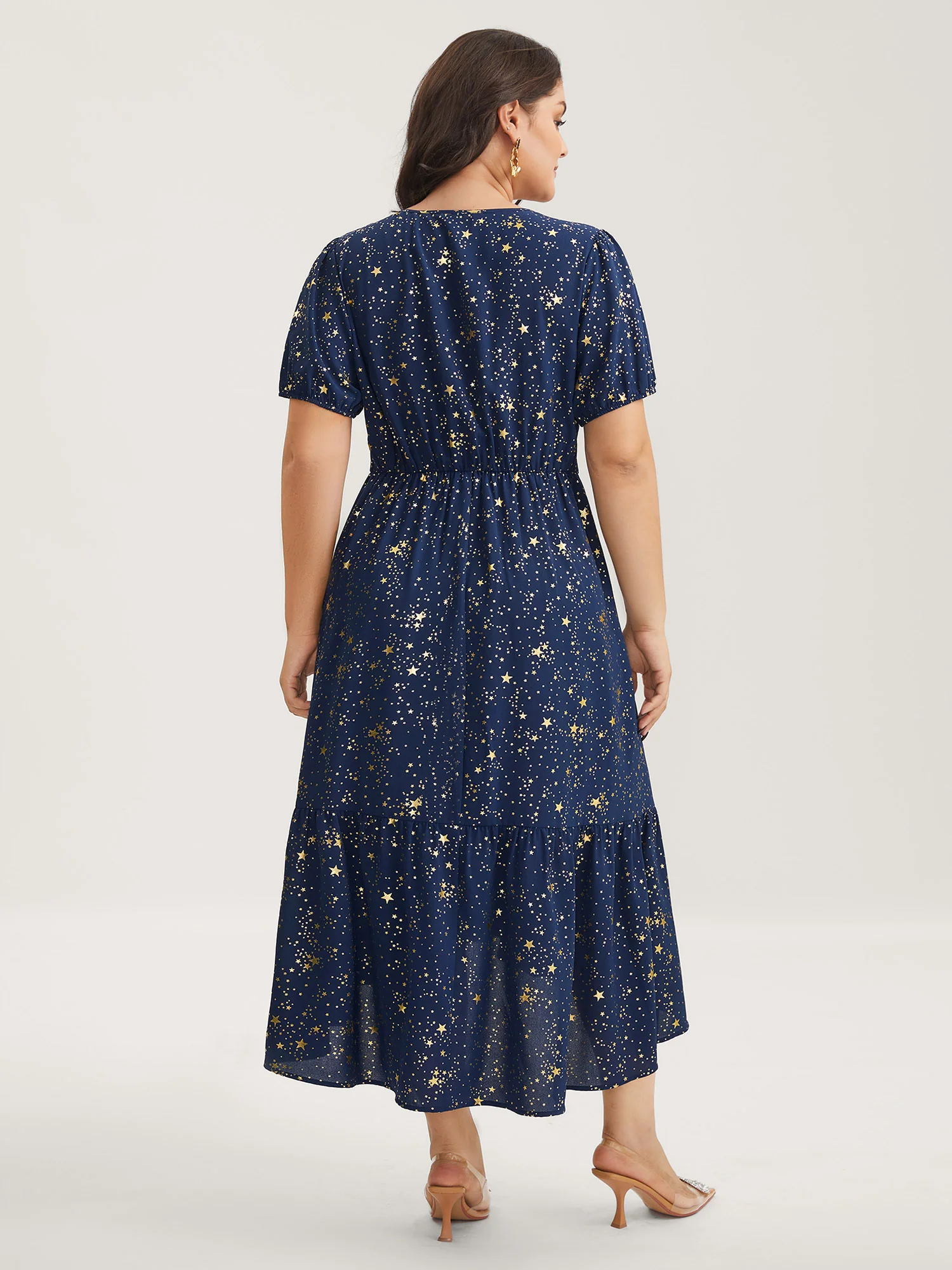 Starry Sequins Ruffled Hem Midi Dress - Image 4
