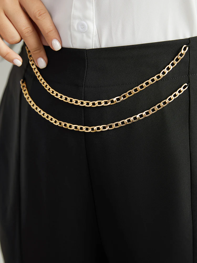 Static-Free Metal Chain Detail Split Hem Pants - Image 6