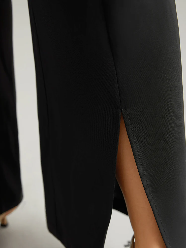 Static-Free Metal Chain Detail Split Hem Pants - Image 7