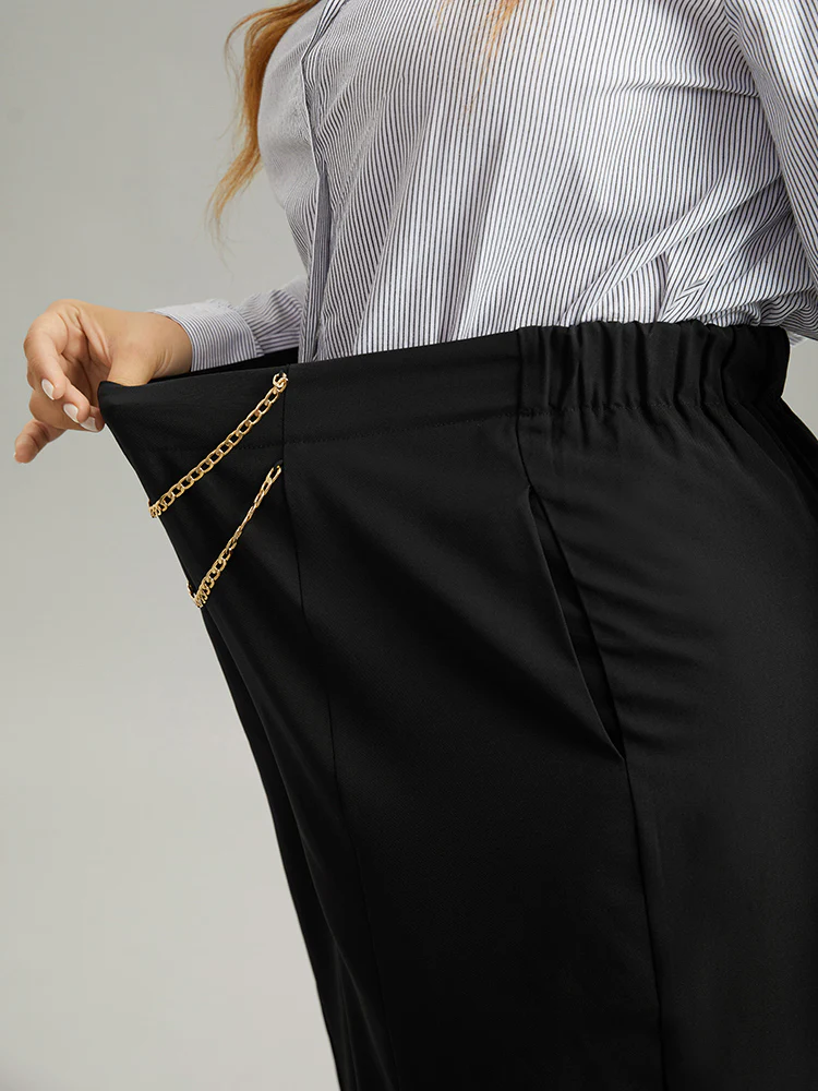 Static-Free Metal Chain Detail Split Hem Pants - Image 8