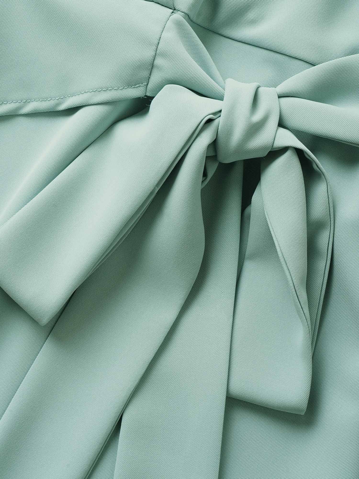 Static-Free Overlap Collar Pleated Tie Knot Dress - Image 5