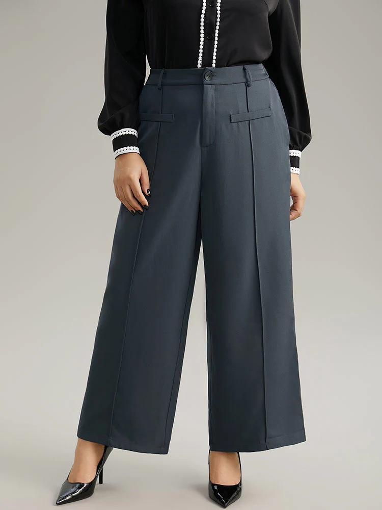 Static-Free Plain High Rise Elastic Waist Pants - Image 5