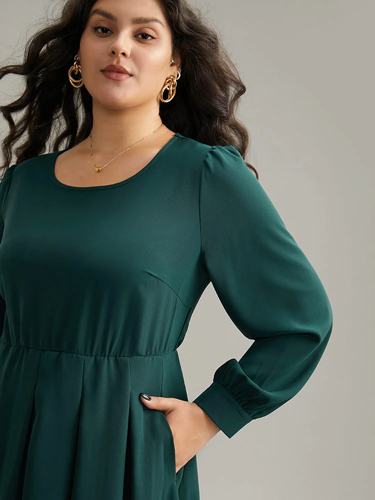 Static-Free Plain Pleated Pocket Dress - Image 6