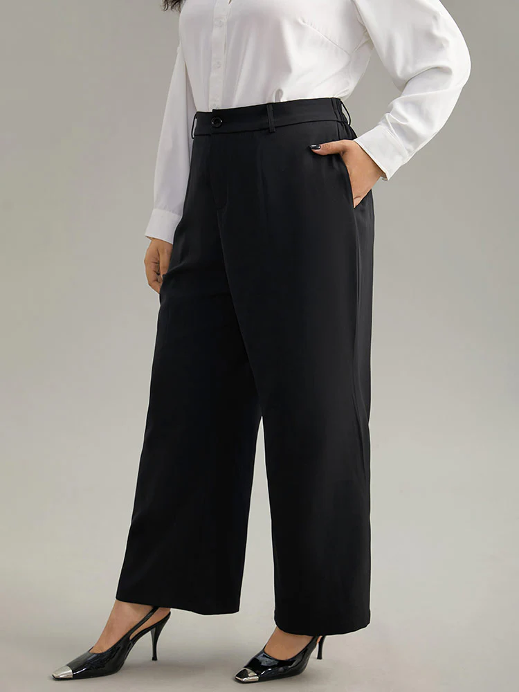Static-Free Plain Pocket Wide Leg Pants - Image 3