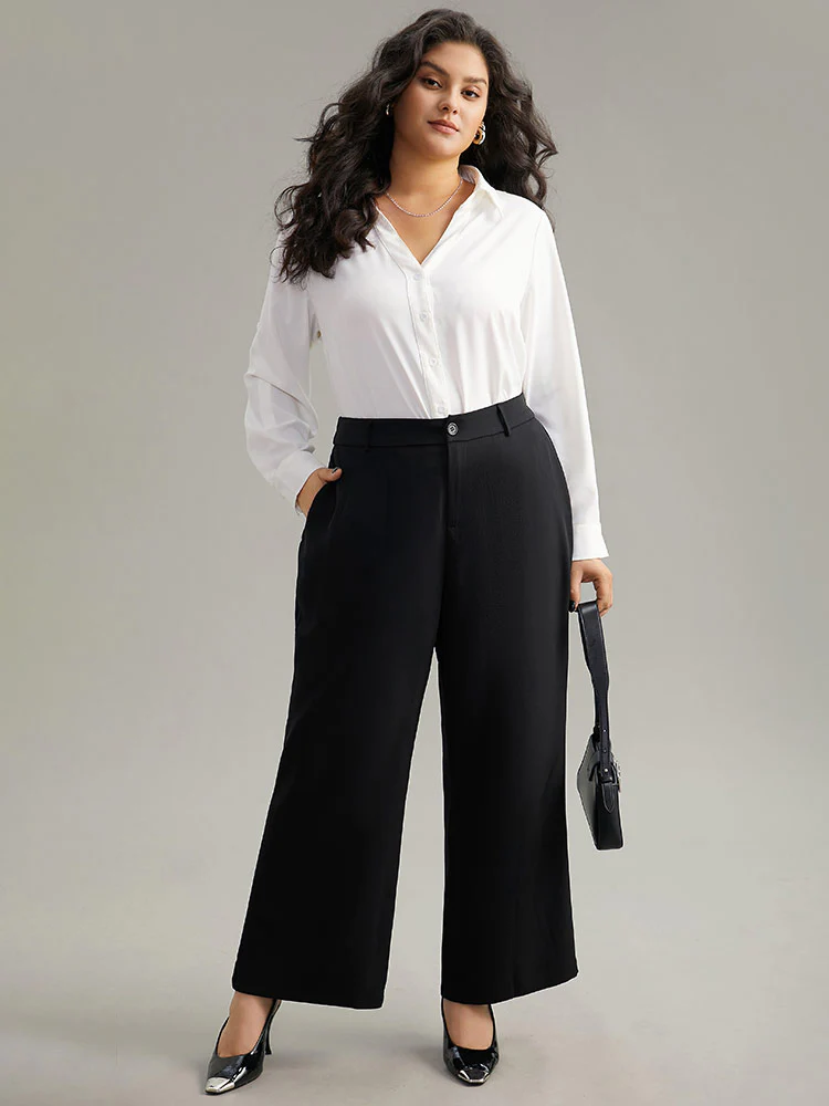 Static-Free Plain Pocket Wide Leg Pants - Image 4