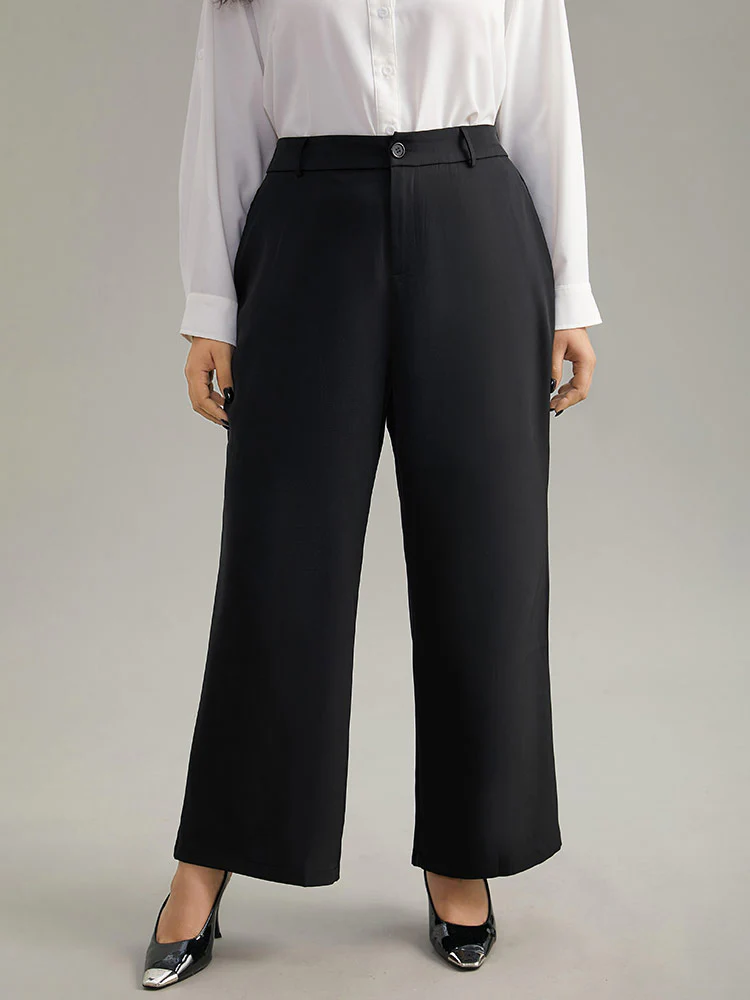 Static-Free Plain Pocket Wide Leg Pants - Image 5