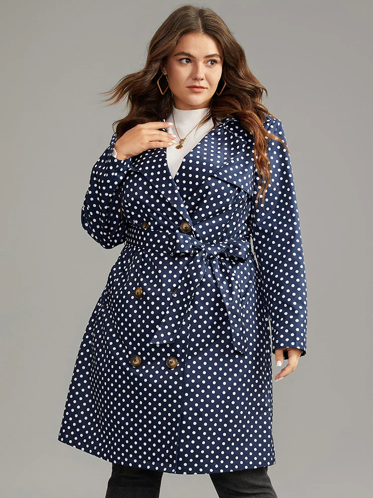 Static-Free Polka Dot Belted Double Breasted Coat - Image 3