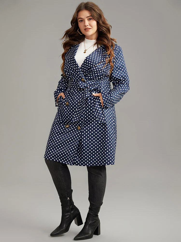 Static-Free Polka Dot Belted Double Breasted Coat - Image 4