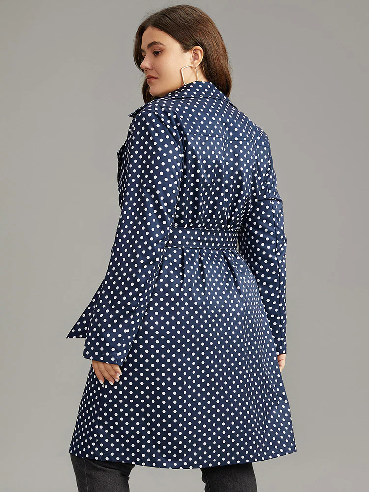 Static-Free Polka Dot Belted Double Breasted Coat - Image 5