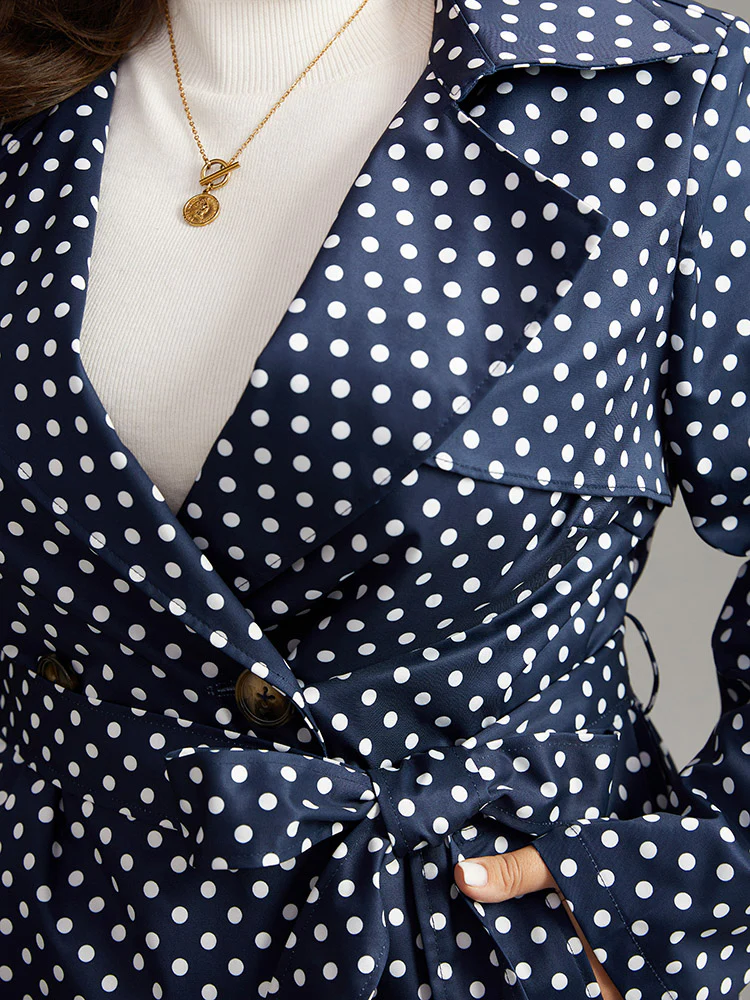 Static-Free Polka Dot Belted Double Breasted Coat - Image 6