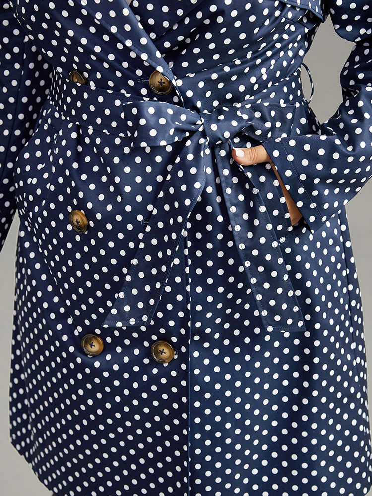 Static-Free Polka Dot Belted Double Breasted Coat - Image 7