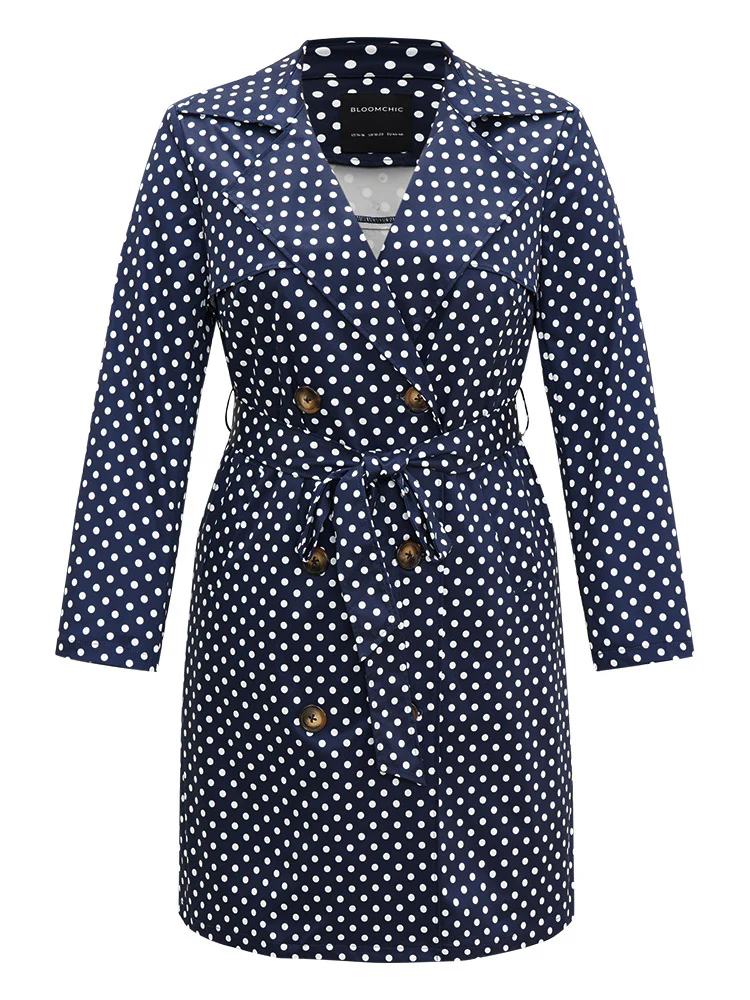 Static-Free Polka Dot Belted Double Breasted Coat - Image 8
