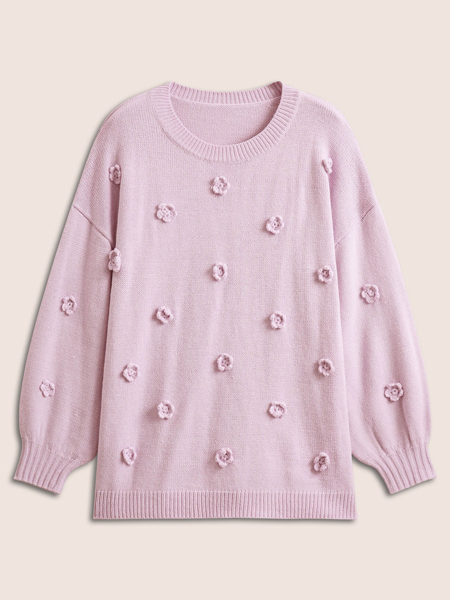 Stereo Flower Design Drop Shoulder Pullover - Image 8