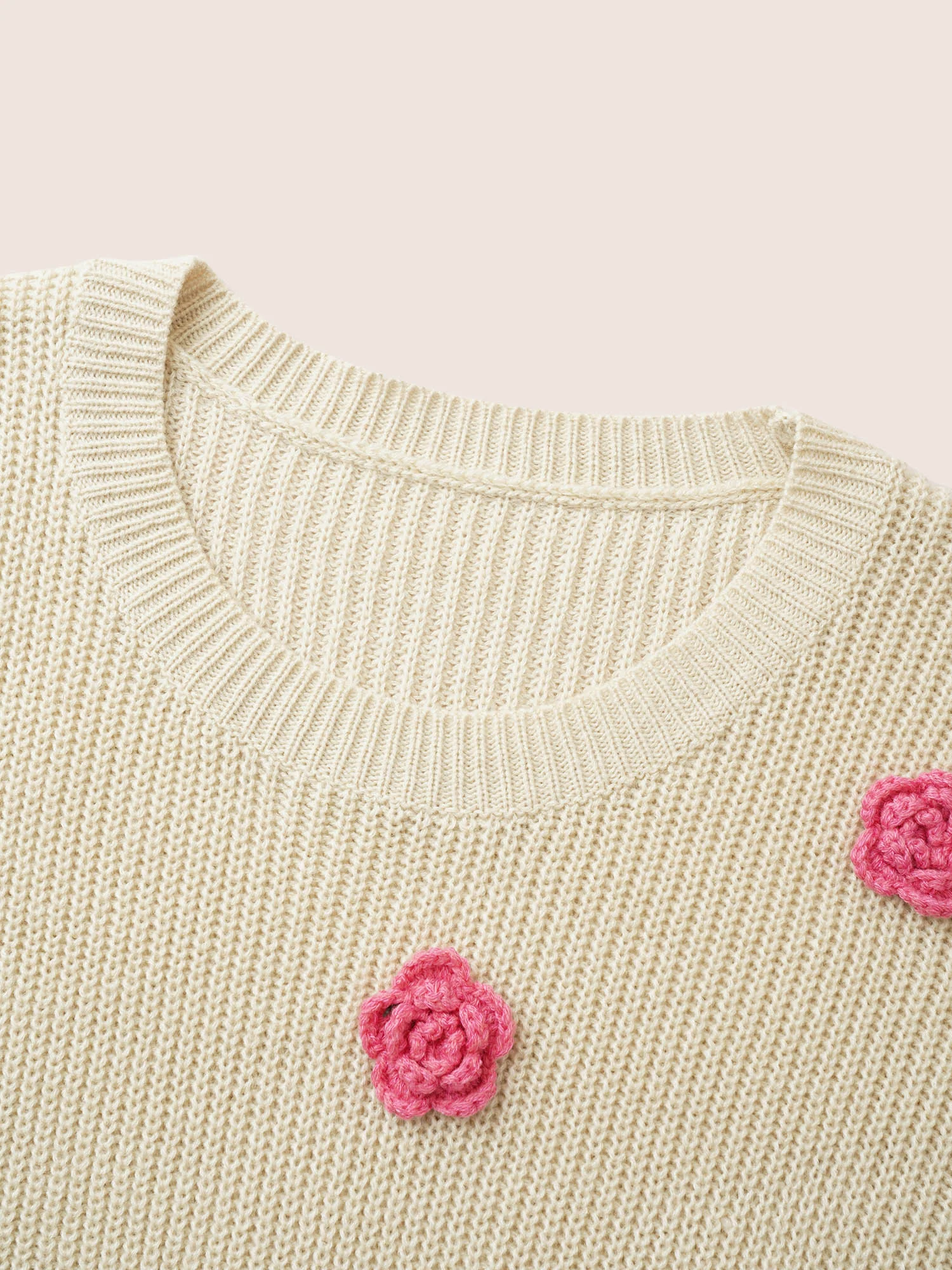Stereo Flower Design Split Hem Pullover - Image 5