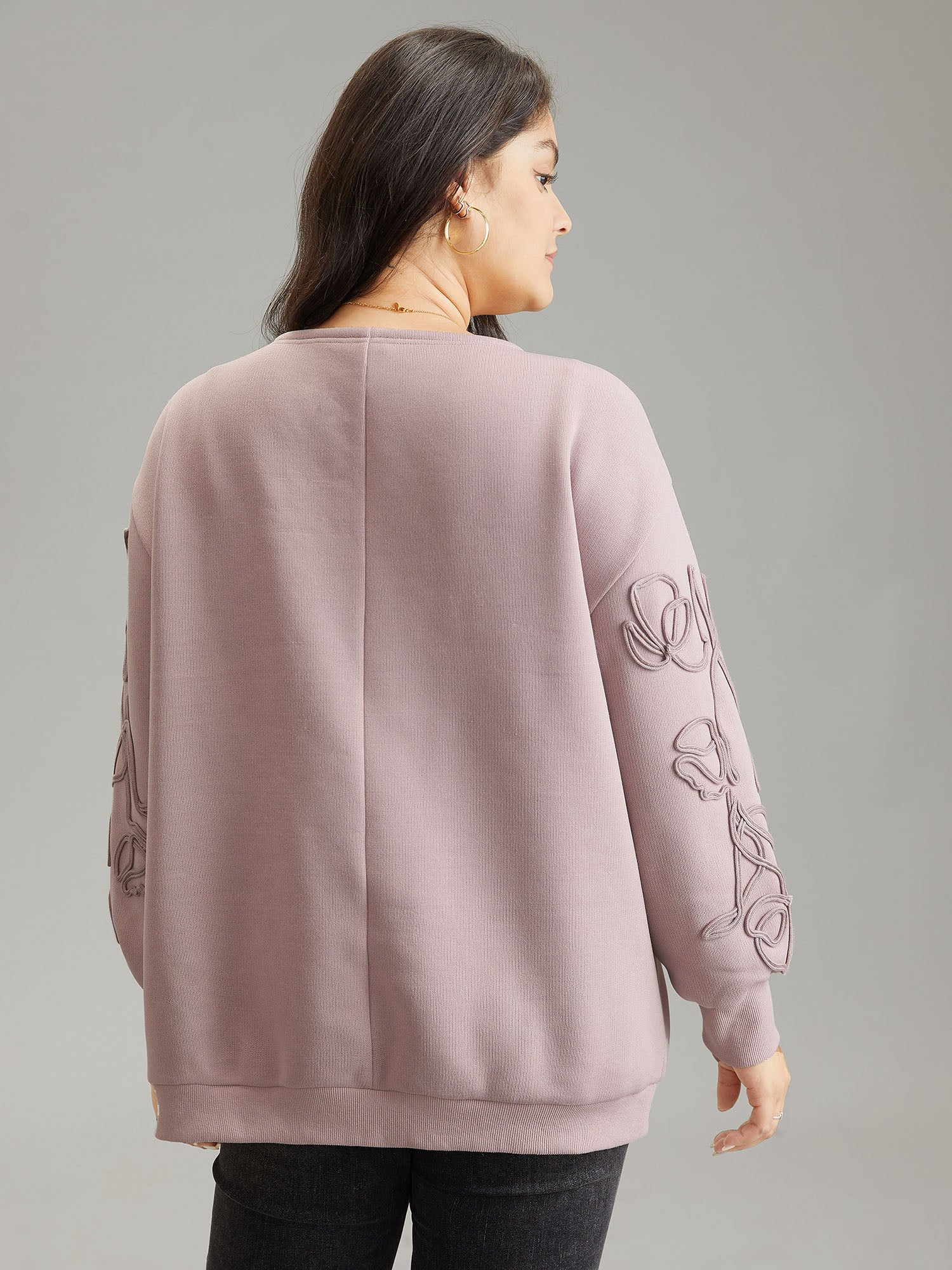 Stereo Flower Design Rib Knit Jacket - Image 3