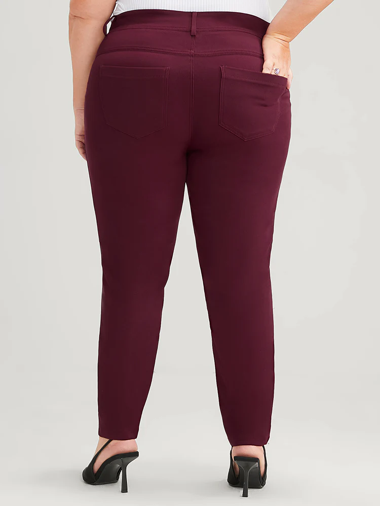 Straight Extremely Stretchy High Rise Color Wash Fake Zipper Pocket Jeans - Image 9