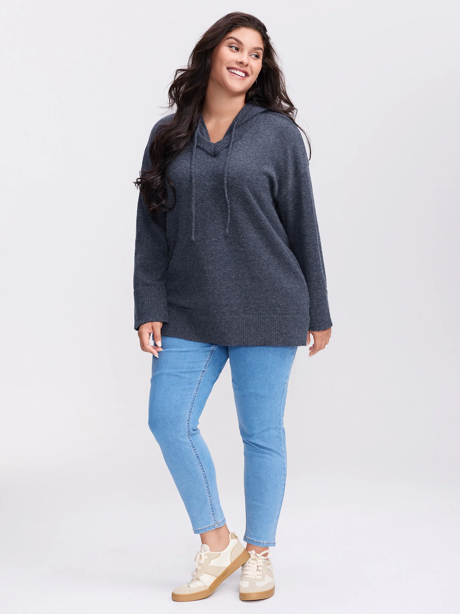 Straight-Sleeve Hooded Solid Pullover - Image 4