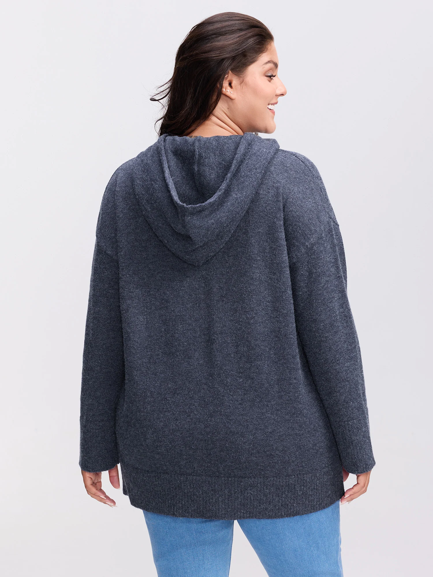 Straight-Sleeve Hooded Solid Pullover - Image 5