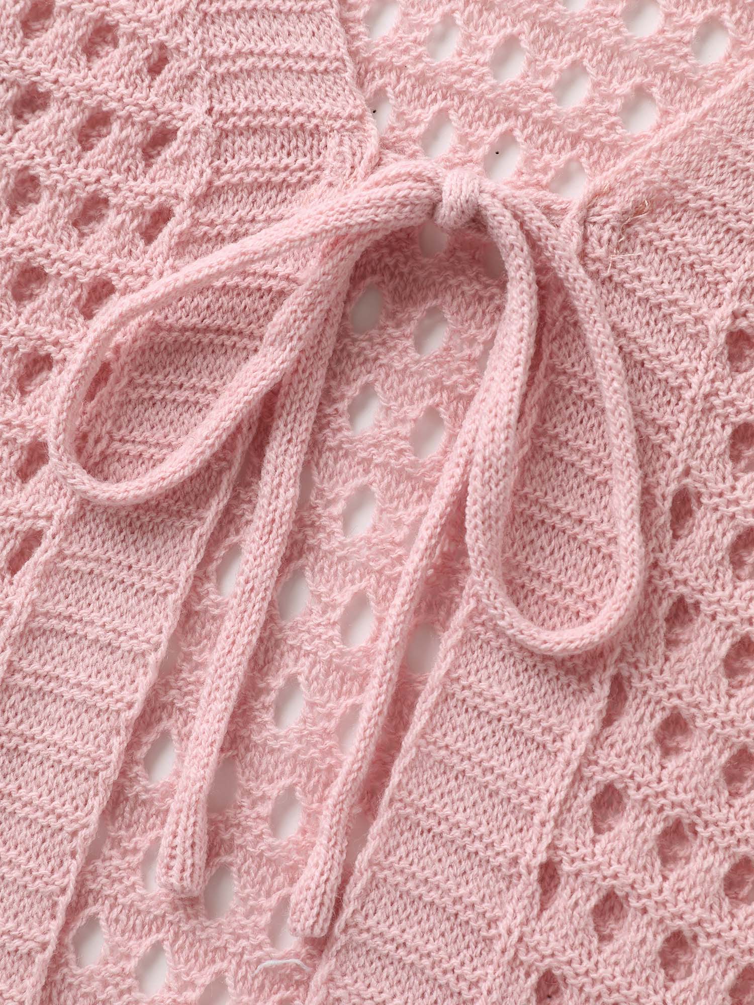 Strawberry Jacquard Embroidery Tie Knit Cardigan - Image 5
